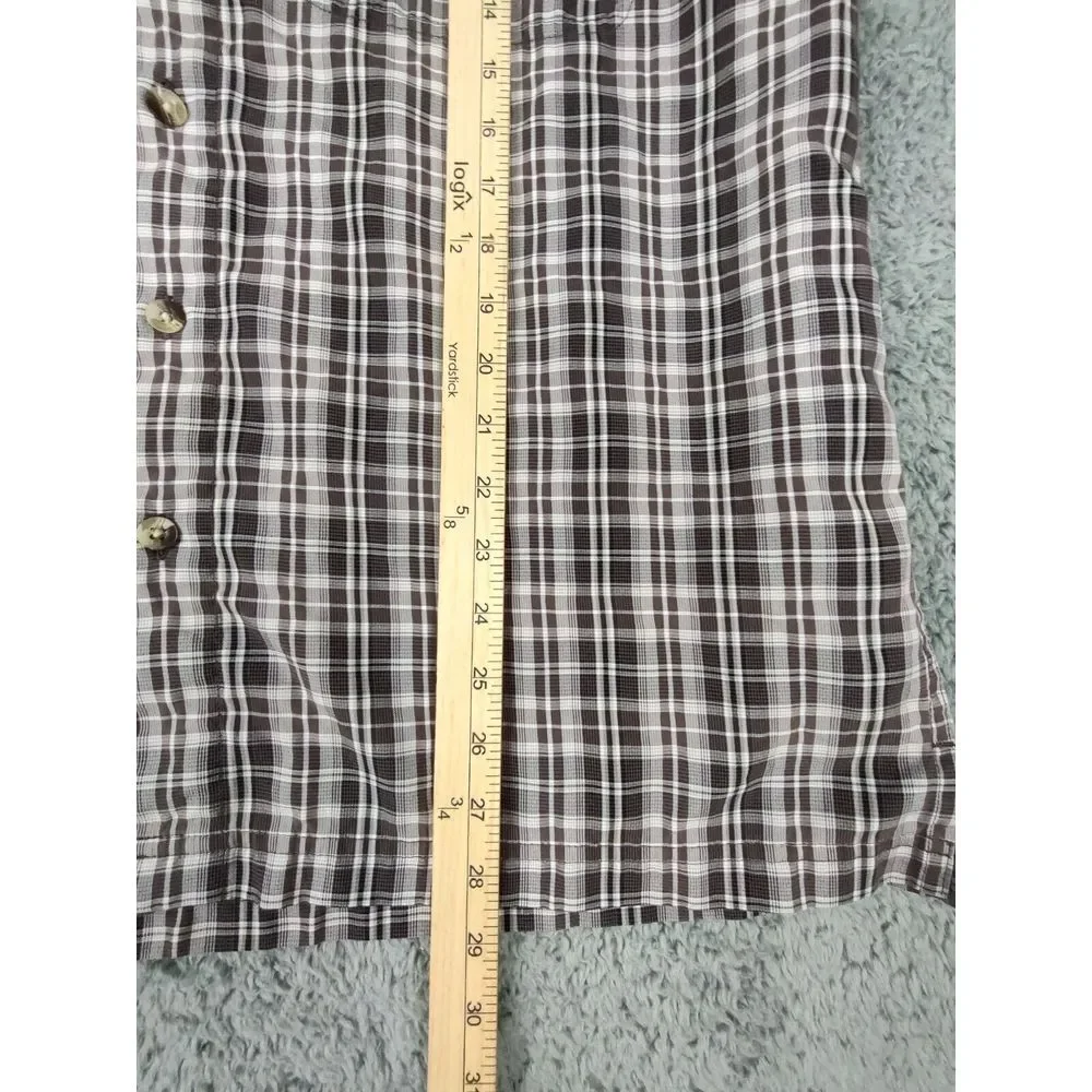 The North Face Shirt Men's L Brown Zip Chest Pocket Short Sleeve‎ Button Up